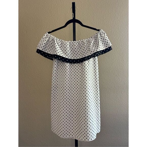 Zara Polka Dot Off the Shoulder Mini Dress Size XS - Picture 3 of 7